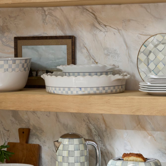 Sterling Check Everyday Large Oval Baker