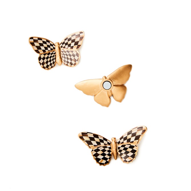 Courtly Check Butterfly Magnets, Set of 3