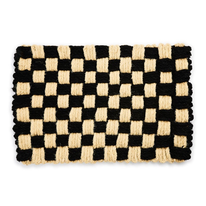 Woven Check Double Door Entrance Mat