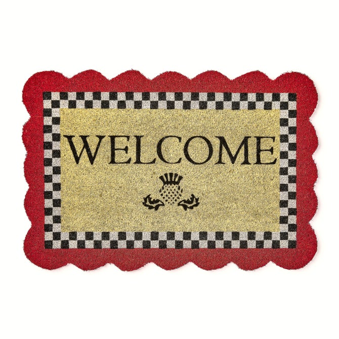 Red Scalloped Welcome Entrance Mat