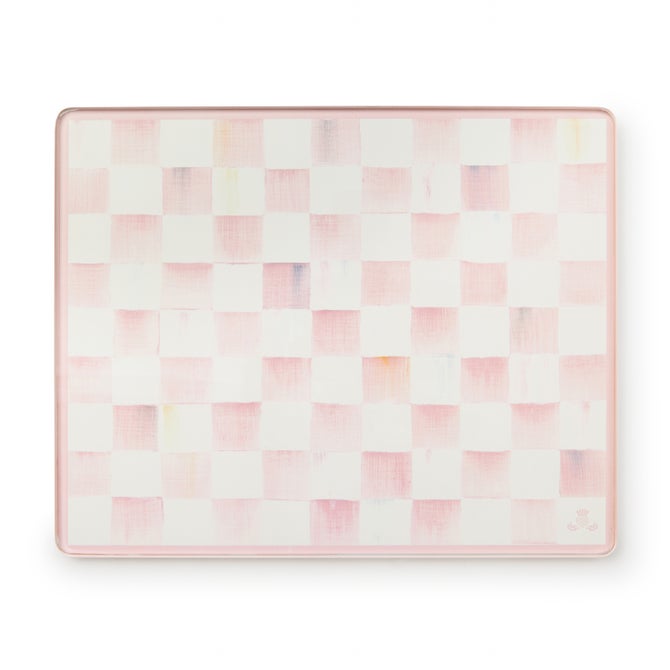 Rosy Check Glass Cutting Boards, Set of 2