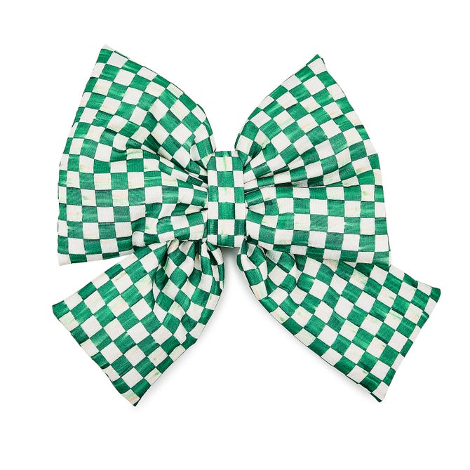 Green Check Medium Bow
