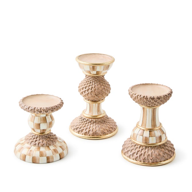 Mocha Pillar Candle Holders, Set of 3