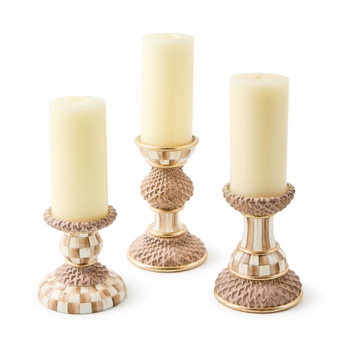 Mocha Pillar Candle Holders, Set of 3