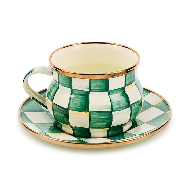Emerald Check Teacup