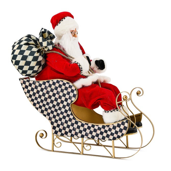 Classic Courtly Fabric Santa In Sleigh