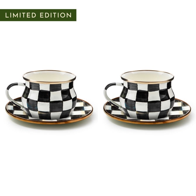 Courtly Check Teacup & Saucer Set For 2