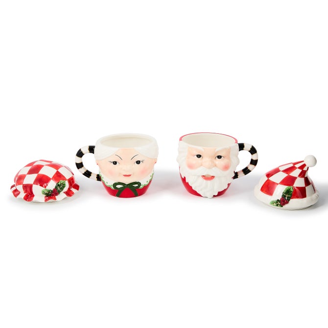 Check It Out Mr. & Mrs. Claus Mugs, Set of 2