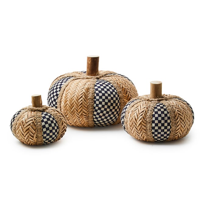 Courtly Rattan Pumpkins, Set of 3