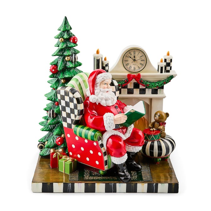 Check It Out Santa by Fireplace Illuminated Figurine