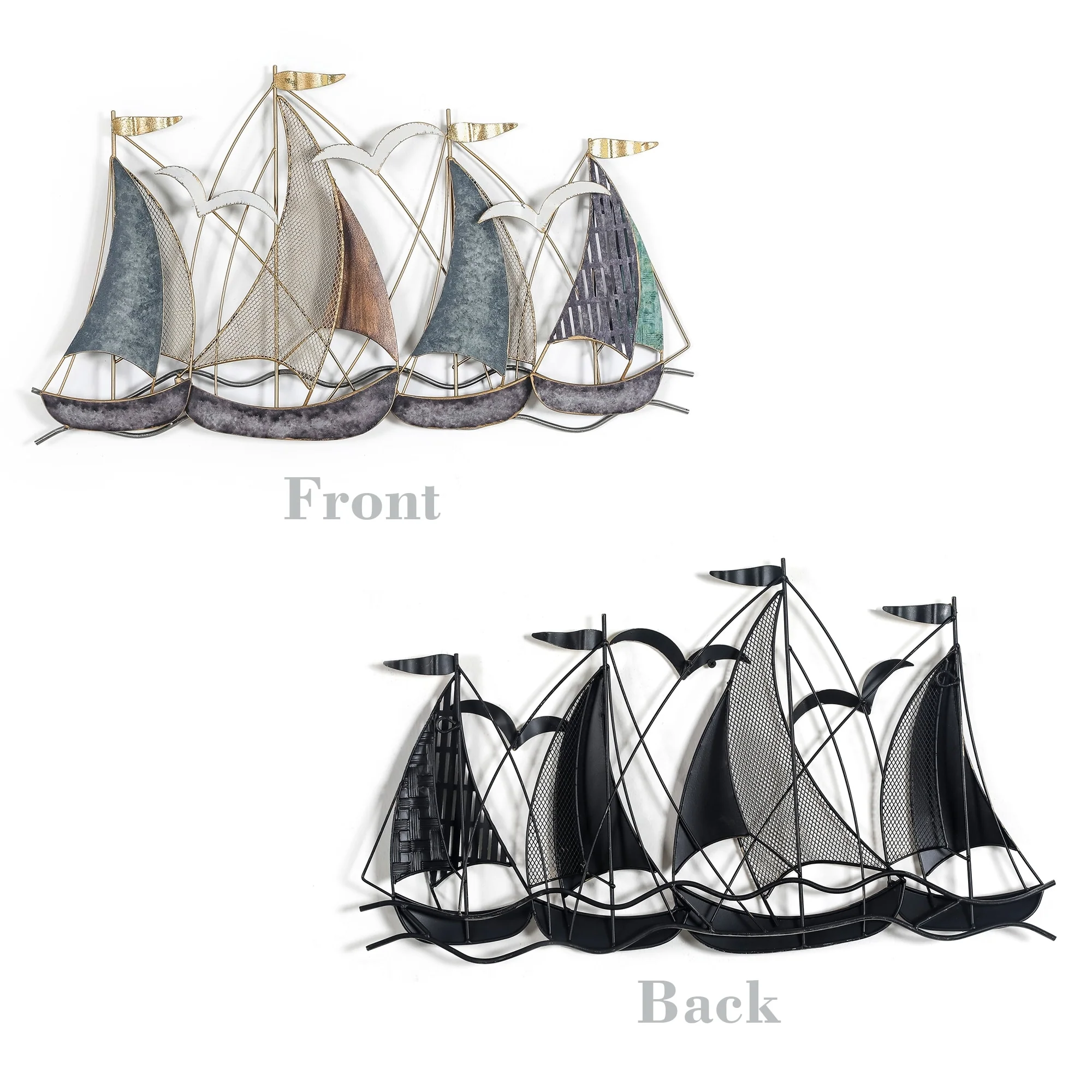 3D Metal Ship Wall Decoration Sailboat Wall Sculpture