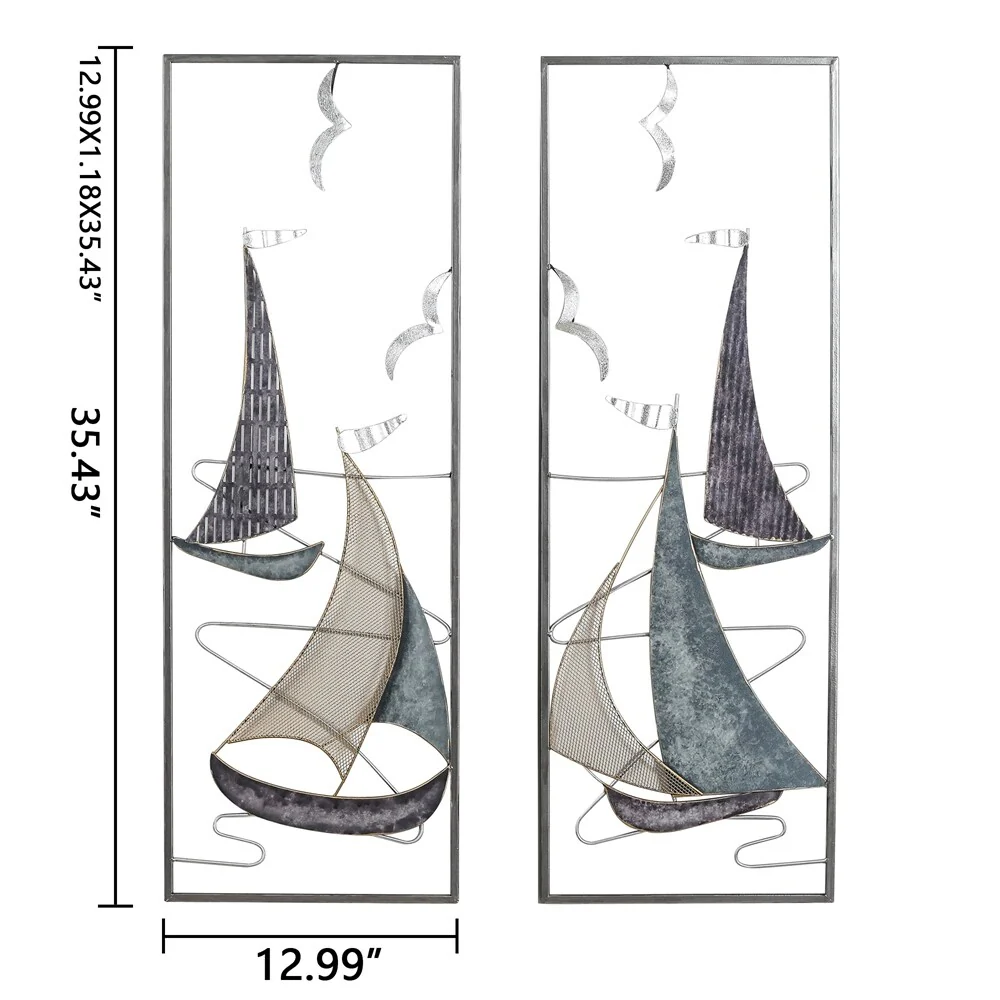 3D Metal Ship Wall Decoration Sailboat Wall Sculpture