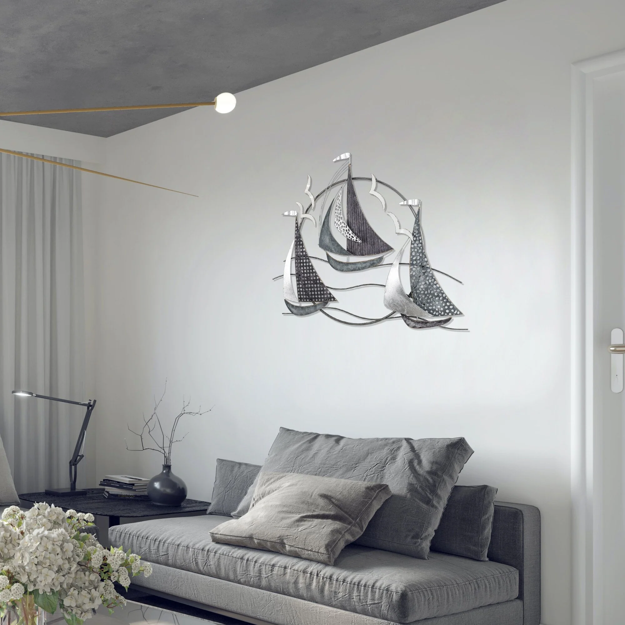 3D Metal Ship Wall Decoration Sailboat Wall Sculpture