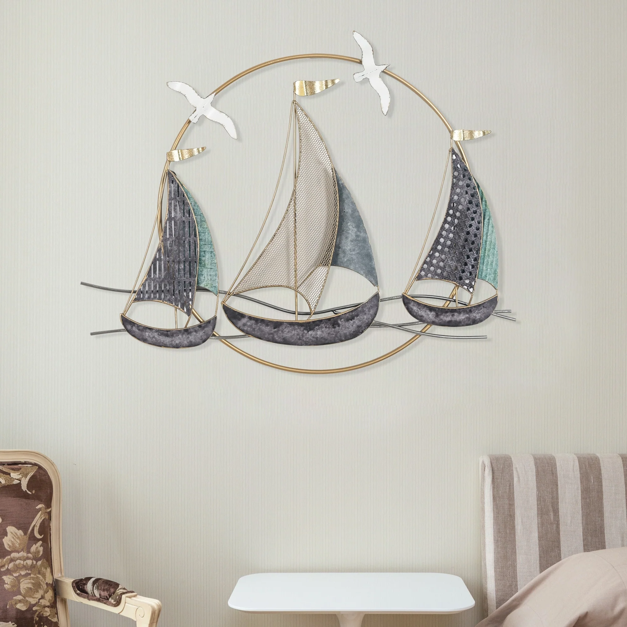 3D Metal Ship Wall Decoration Sailboat Wall Sculpture