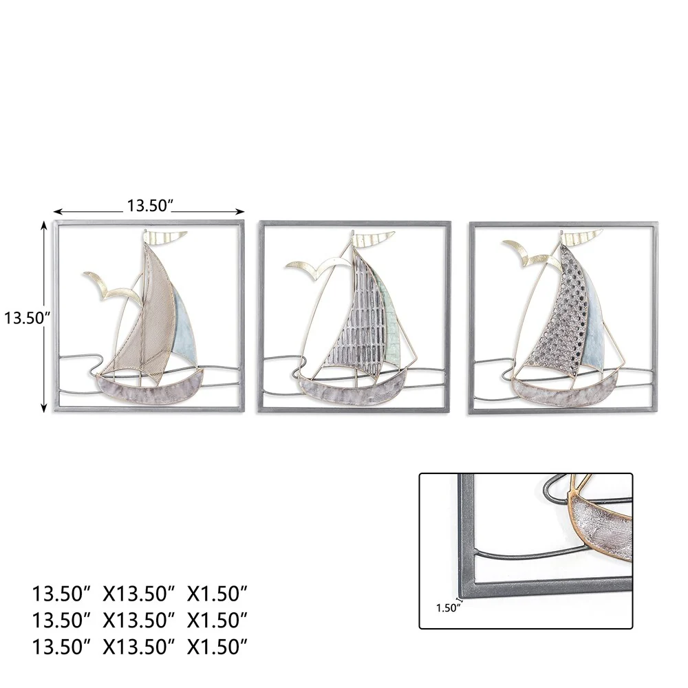 3D Metal Ship Wall Decoration Sailboat Wall Sculpture