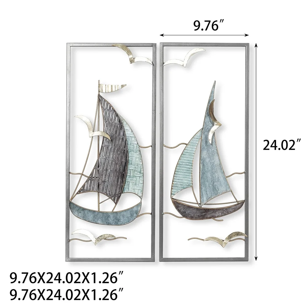 3D Metal Ship Wall Decoration Sailboat Wall Sculpture