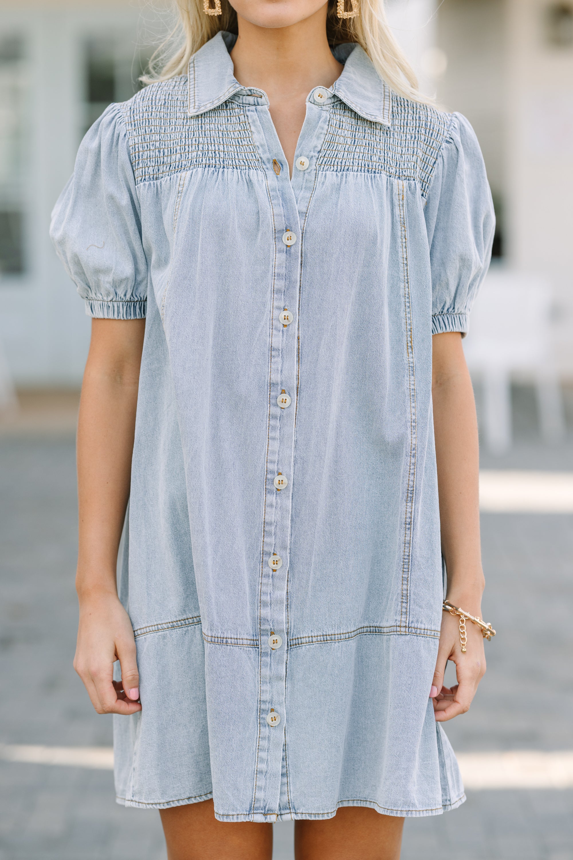 Light Denim Babydoll Dress