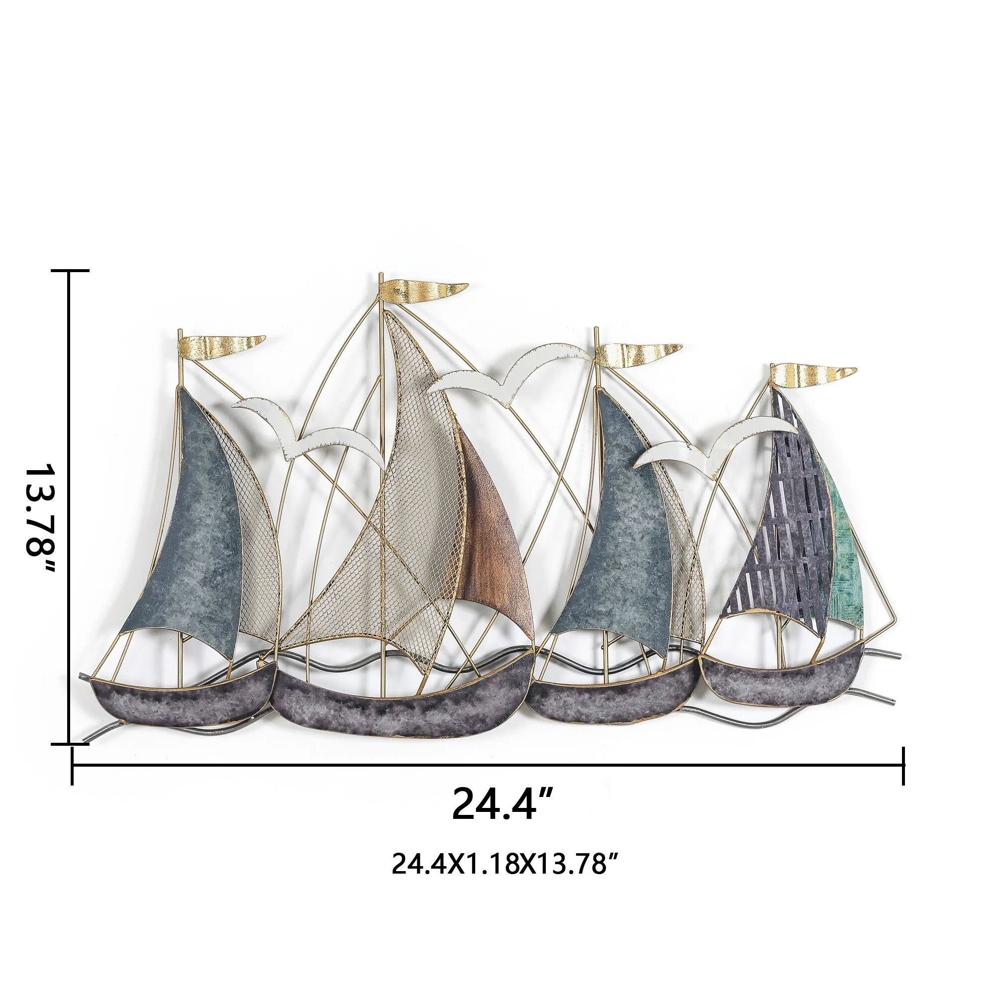 3D Metal Ship Wall Decoration Sailboat Wall Sculpture
