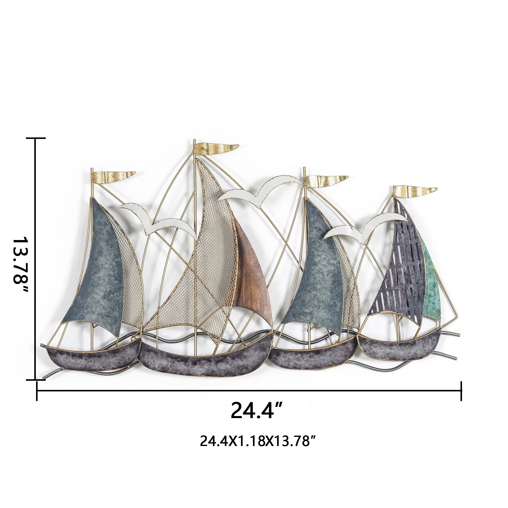 3D Metal Ship Wall Decoration Sailboat Wall Sculpture