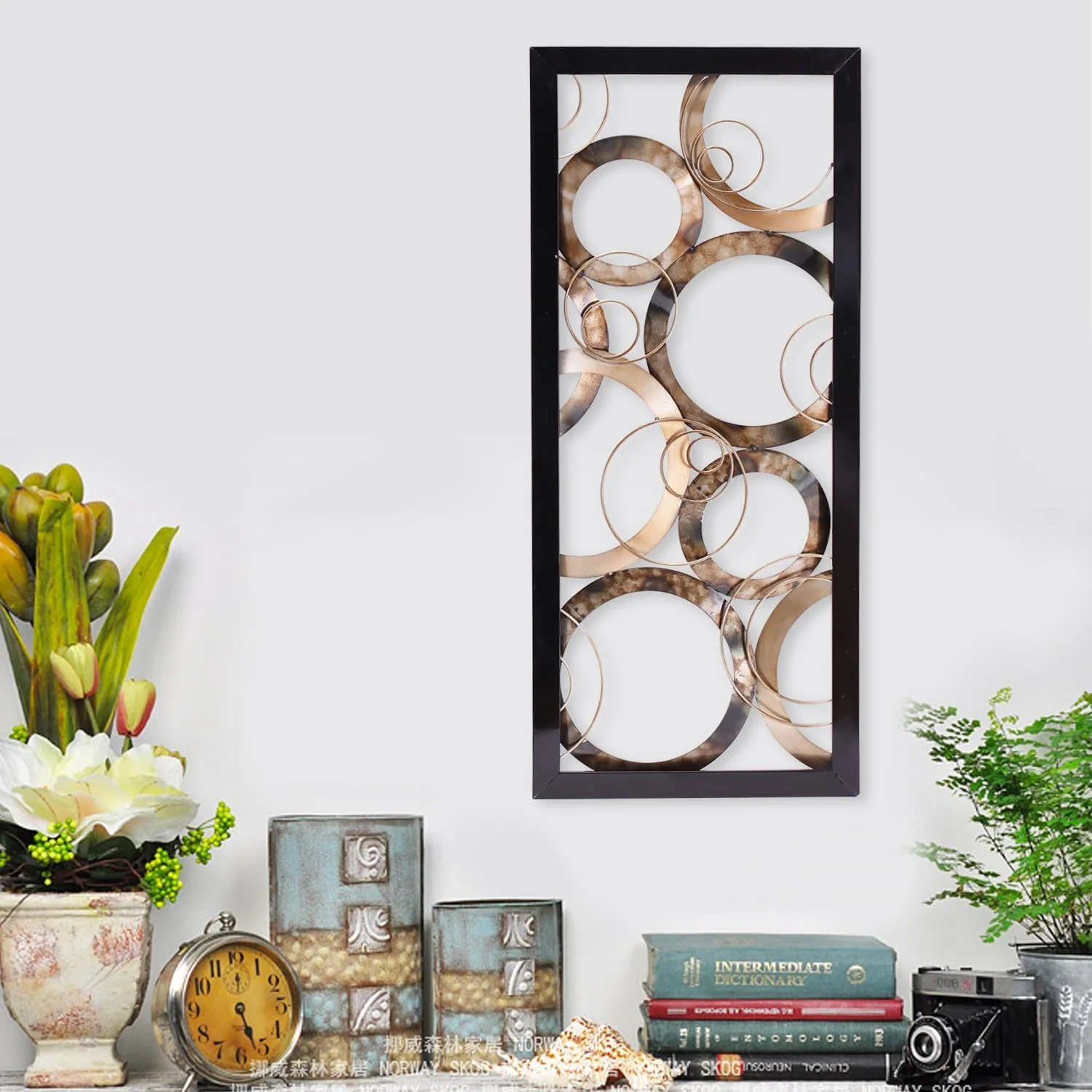 Large Metal Wall Sculpture Decor with Frame