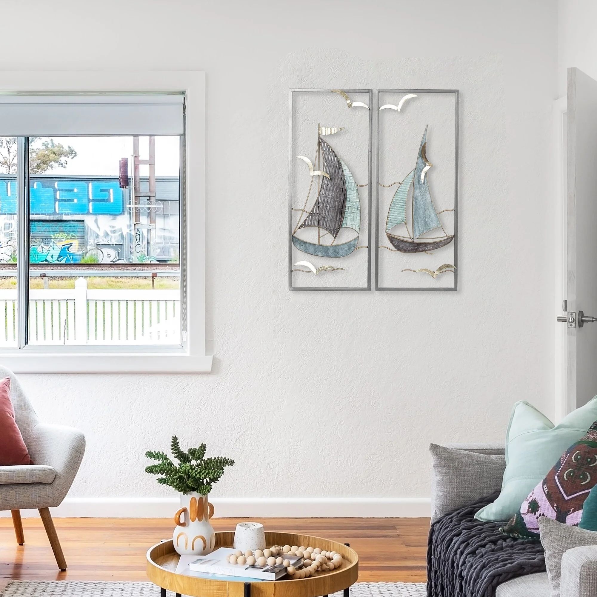 3D Metal Ship Wall Decoration Sailboat Wall Sculpture