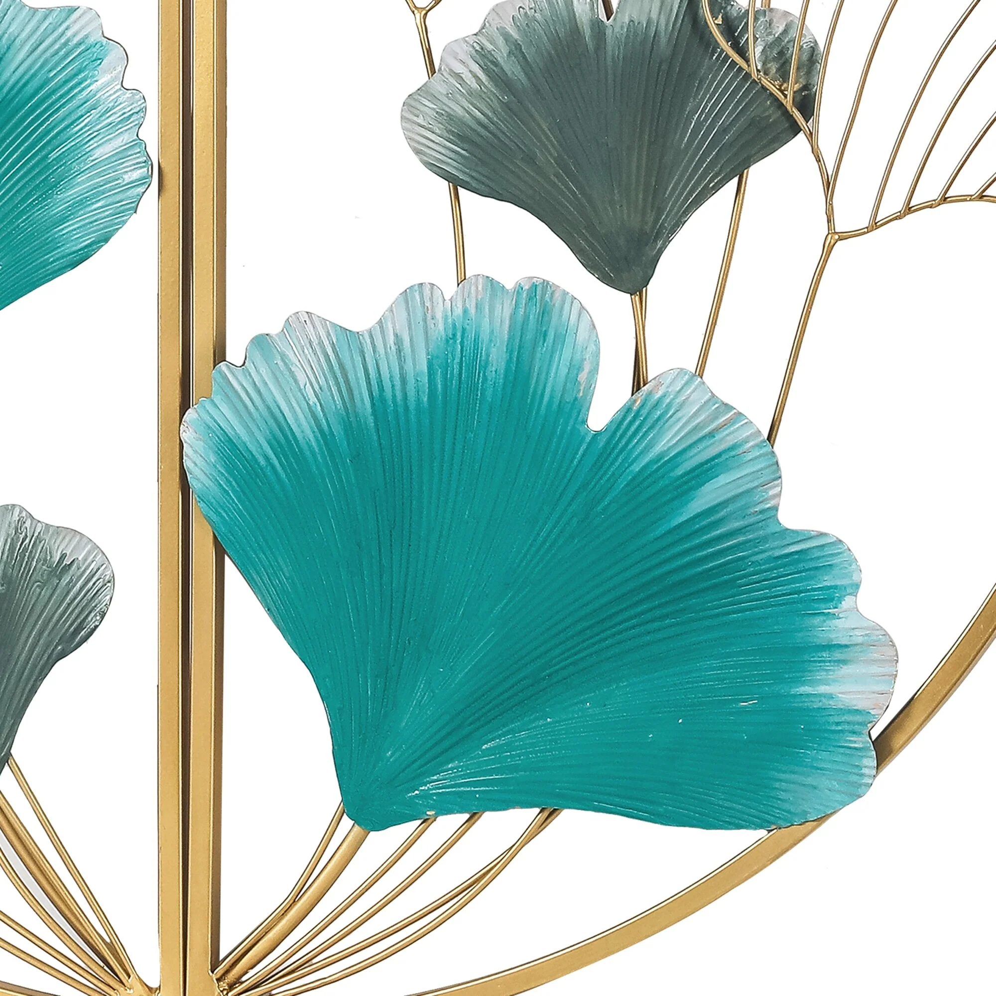 Metal Ginkgo Leaves Wall Decor Set of 2 Half Moon Wall Sculpture