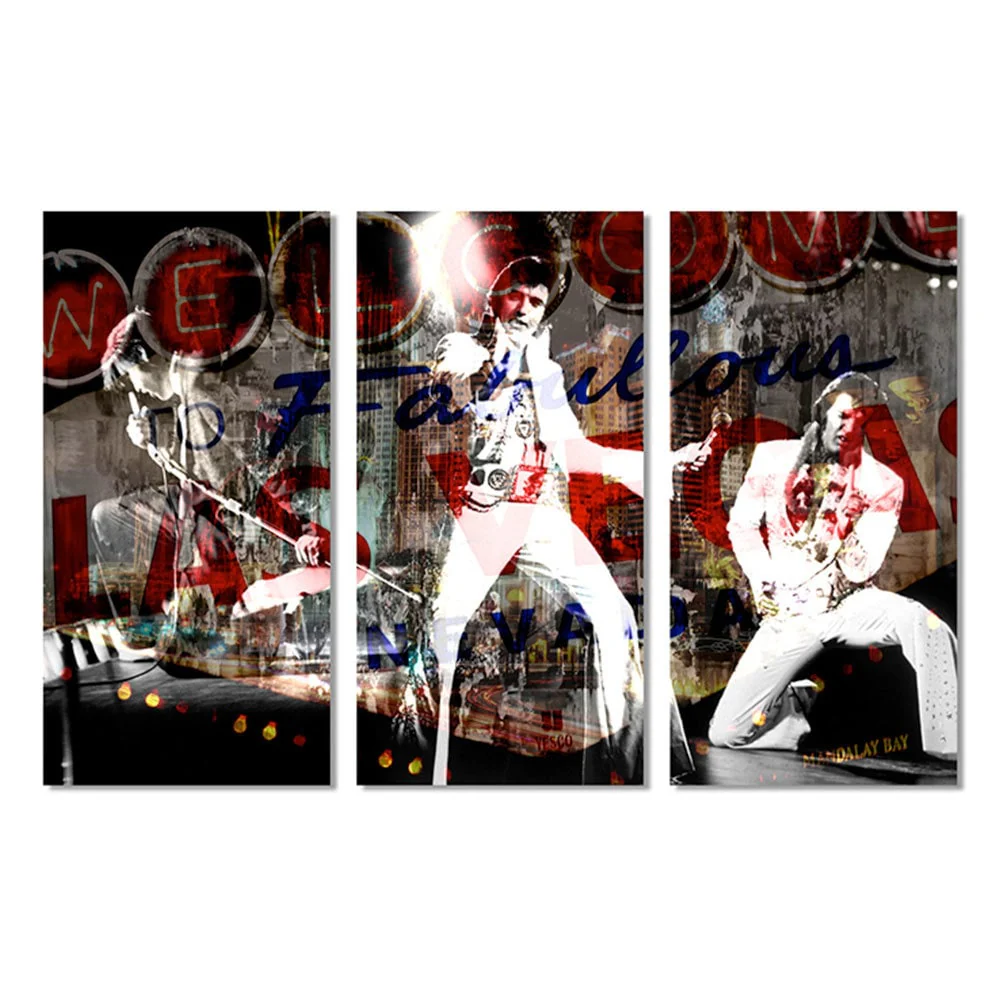 'Elvis in Vegas' 3-piece Acrylic Wall Art Set - Multi-color