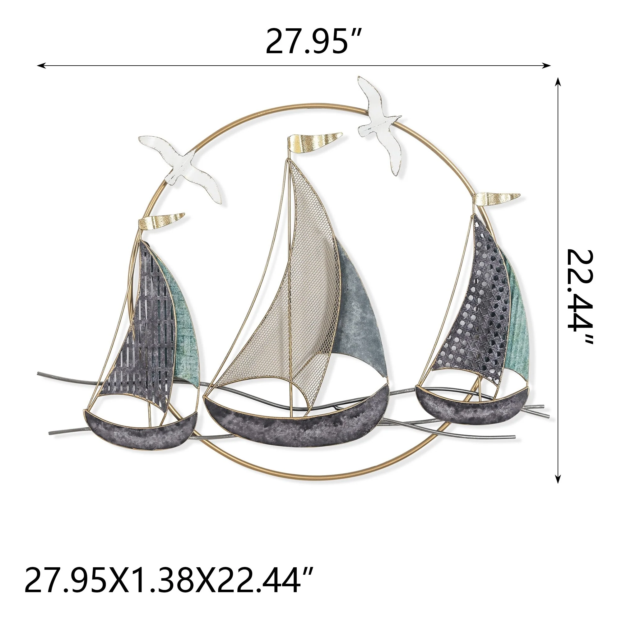 3D Metal Ship Wall Decoration Sailboat Wall Sculpture