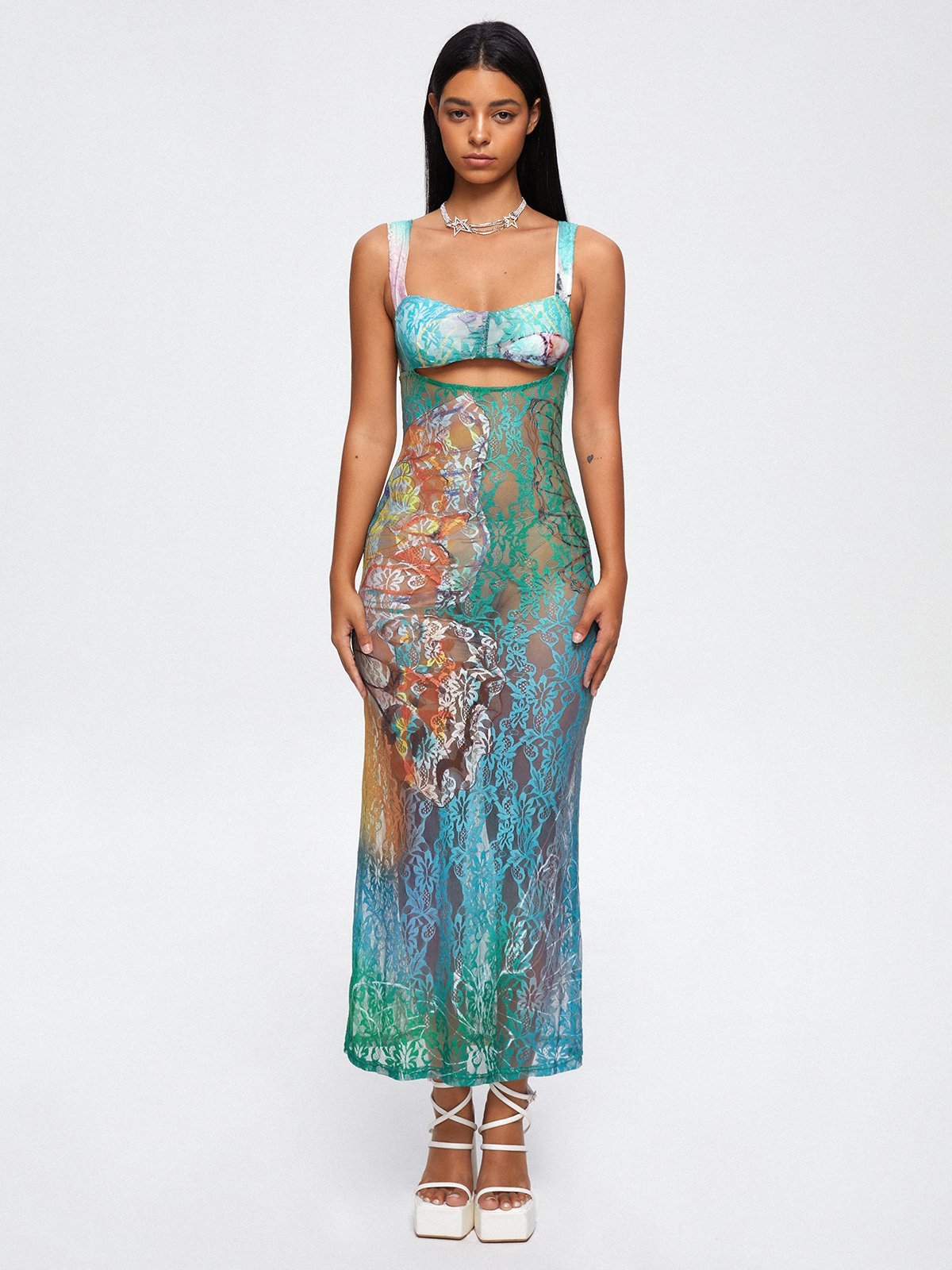 Spaghetti Butterfly Sleeveless Maxi Dress