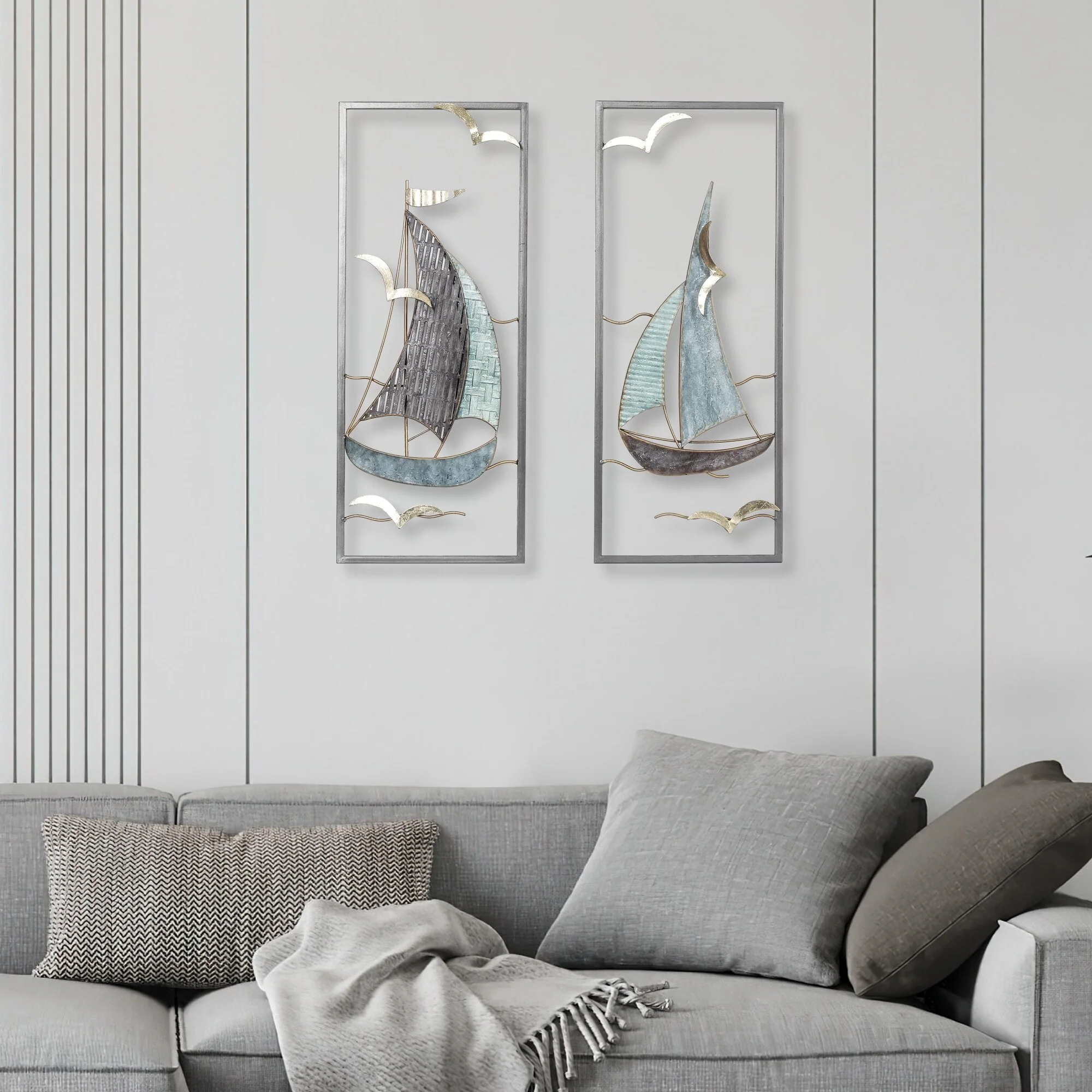 3D Metal Ship Wall Decoration Sailboat Wall Sculpture