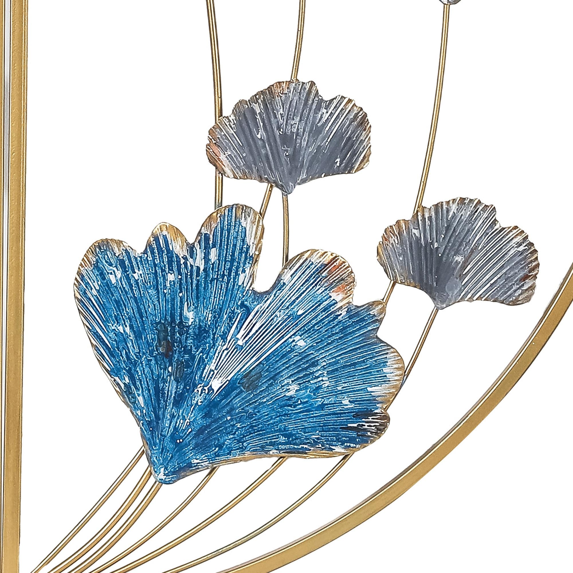 Metal Ginkgo Leaves Wall Decor Set of 2 Half Moon Wall Sculpture