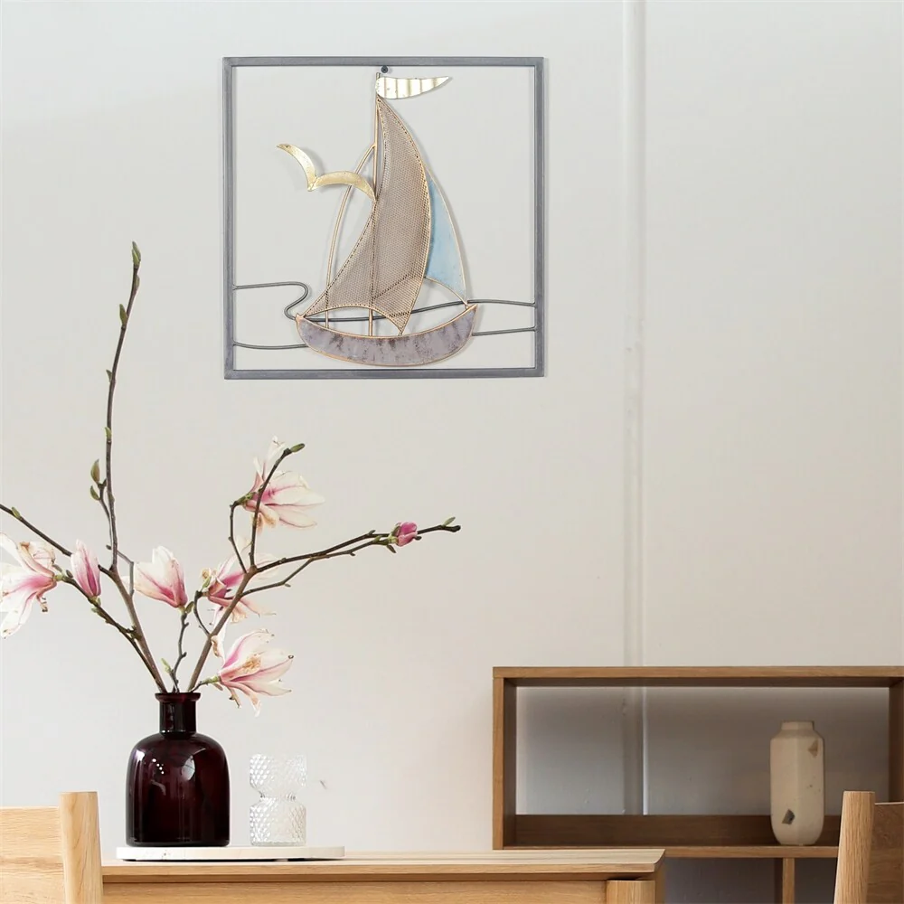 3D Metal Ship Wall Decoration Sailboat Wall Sculpture