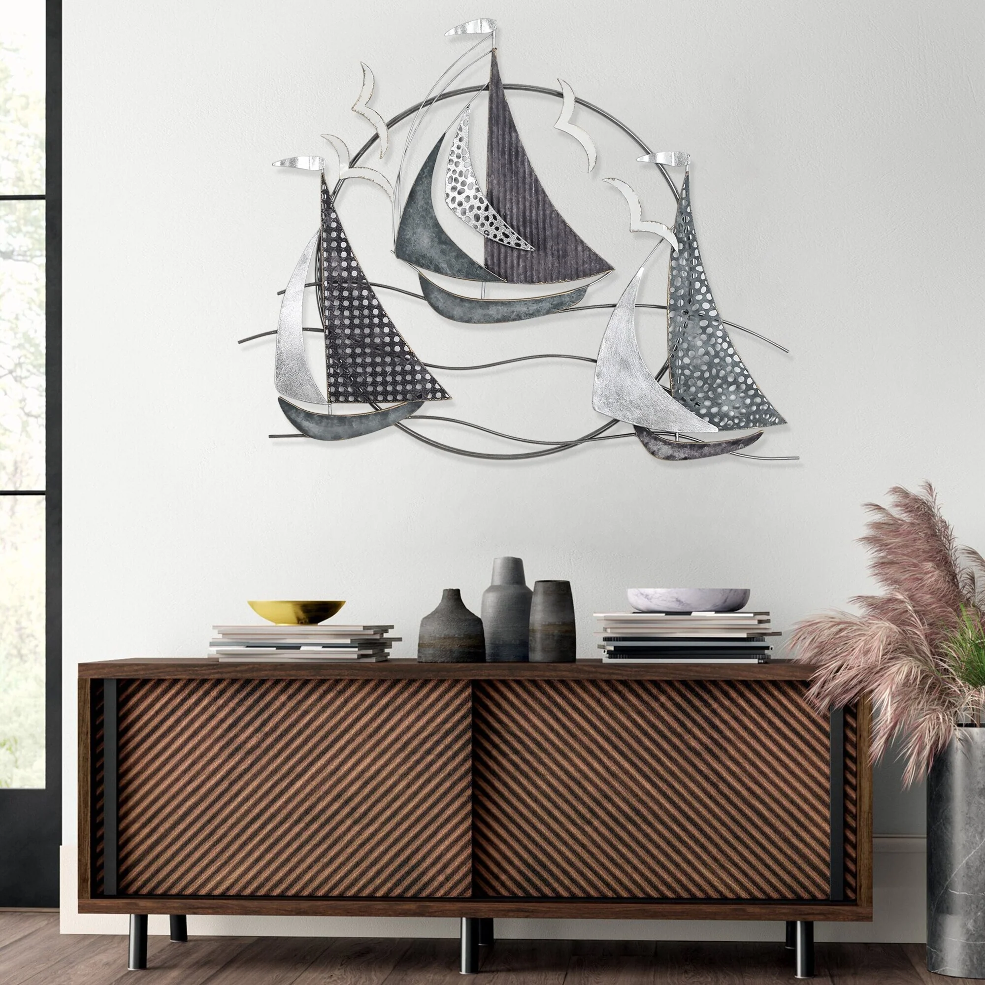 3D Metal Ship Wall Decoration Sailboat Wall Sculpture