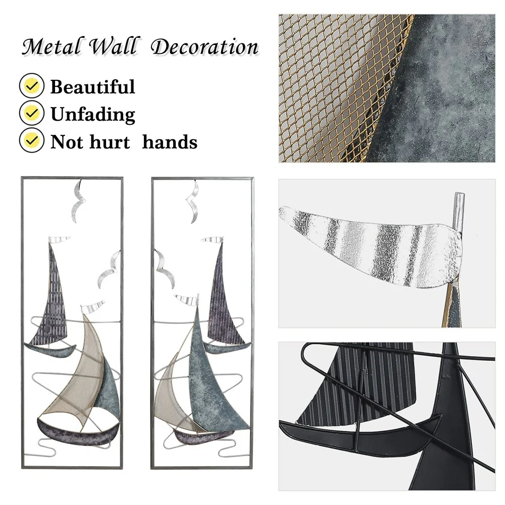 3D Metal Ship Wall Decoration Sailboat Wall Sculpture