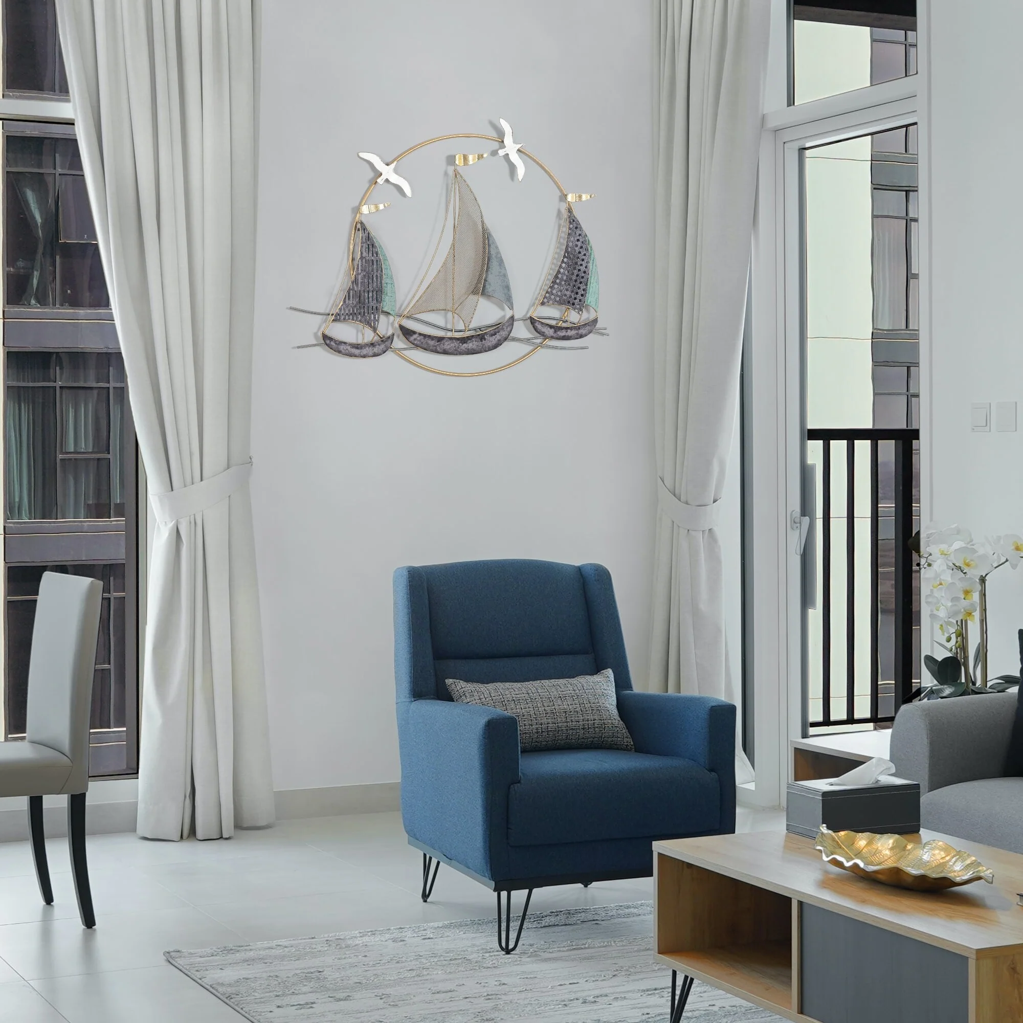 3D Metal Ship Wall Decoration Sailboat Wall Sculpture