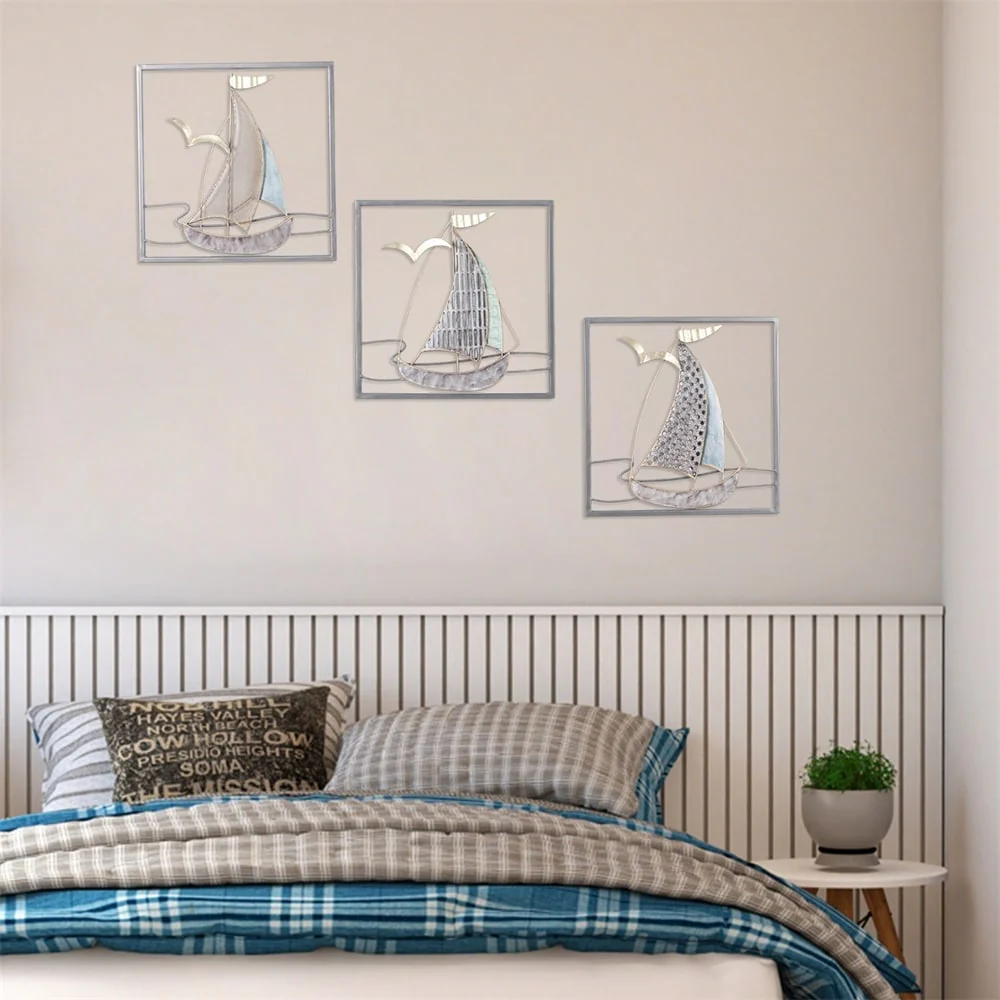 3D Metal Ship Wall Decoration Sailboat Wall Sculpture