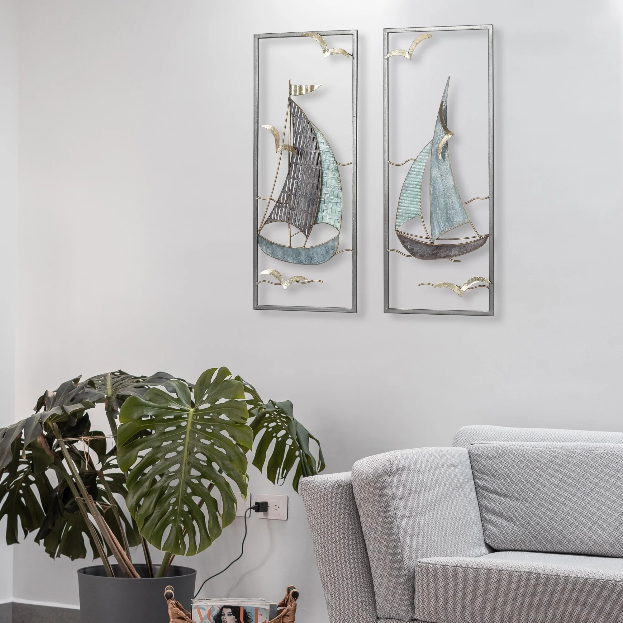 3D Metal Ship Wall Decoration Sailboat Wall Sculpture