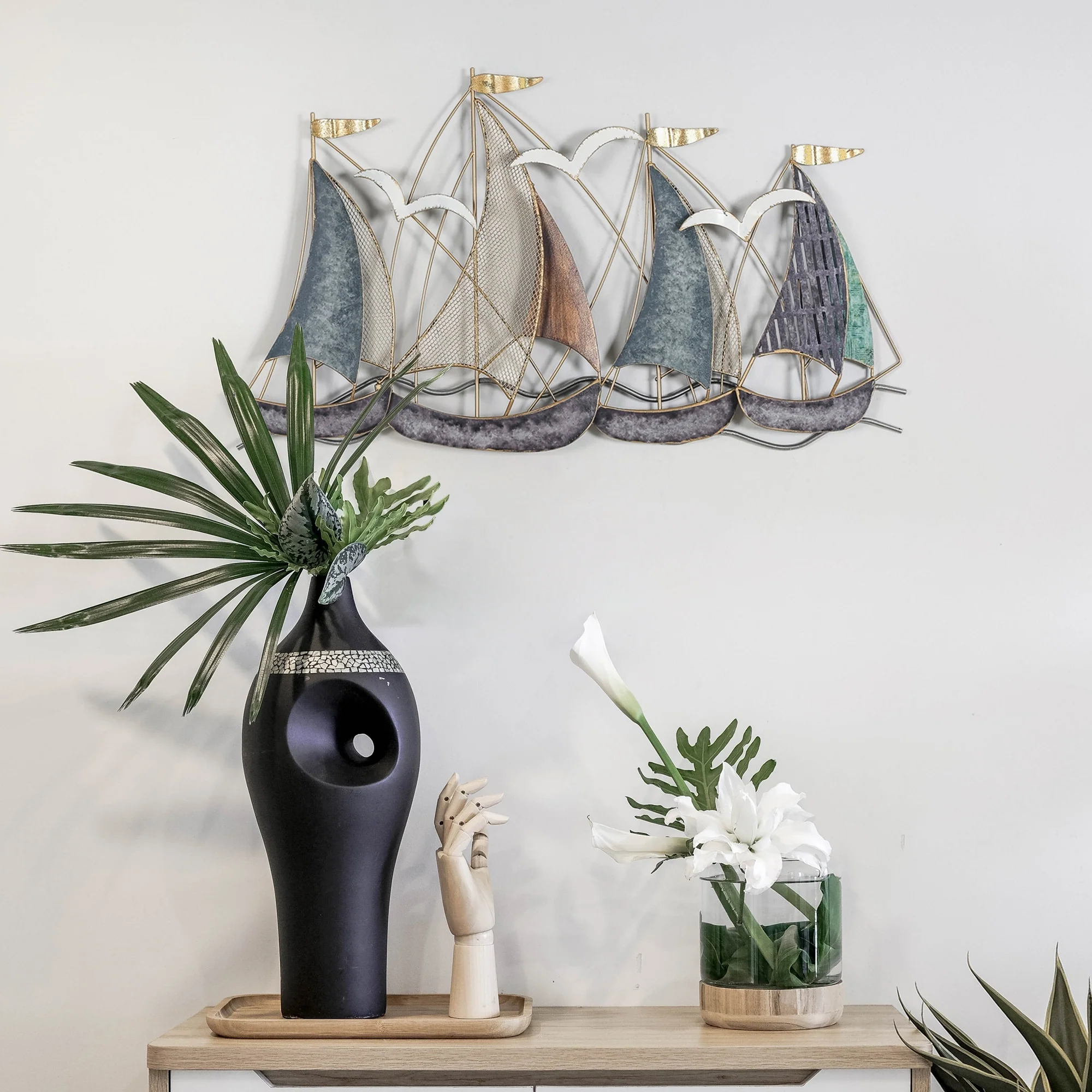 3D Metal Ship Wall Decoration Sailboat Wall Sculpture