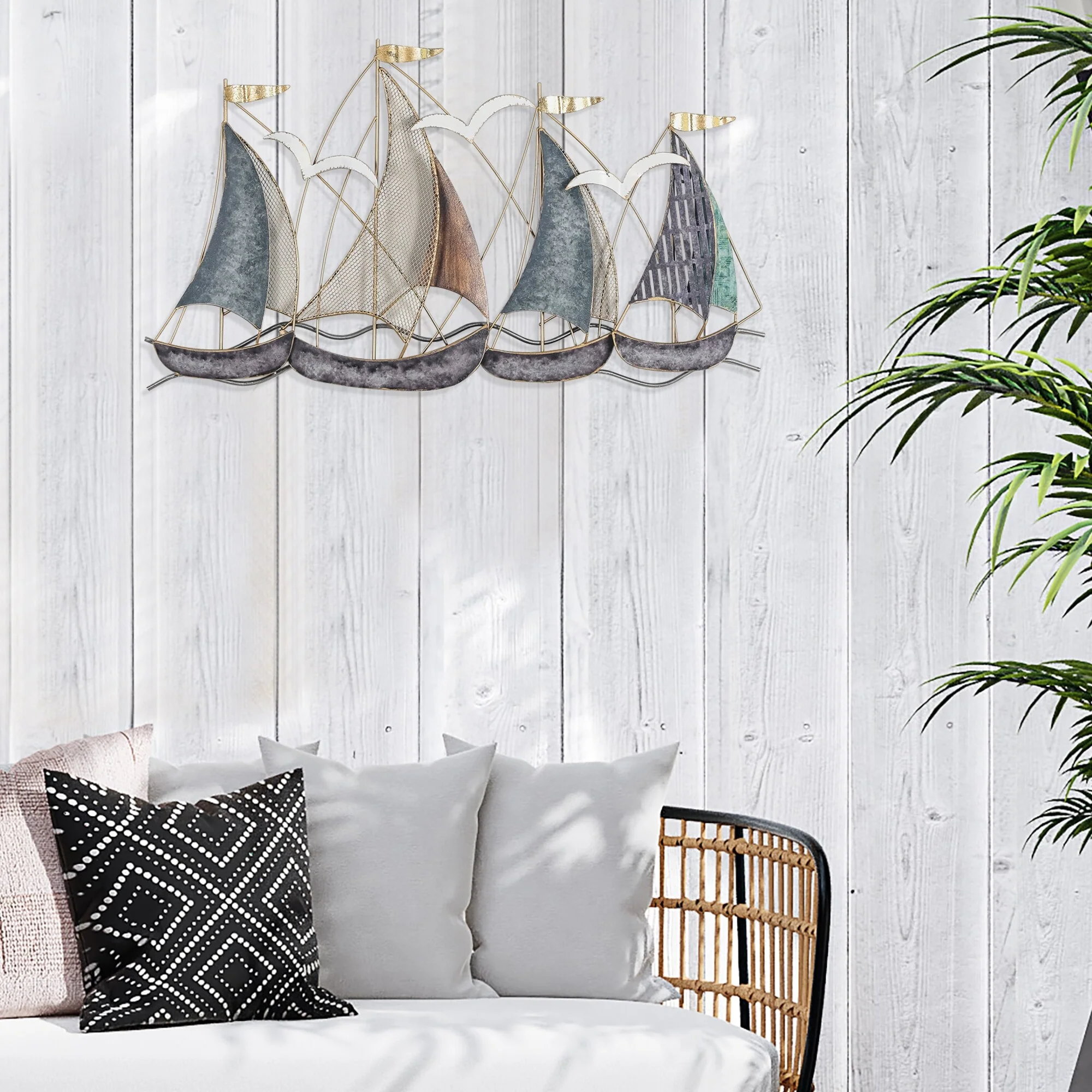 3D Metal Ship Wall Decoration Sailboat Wall Sculpture