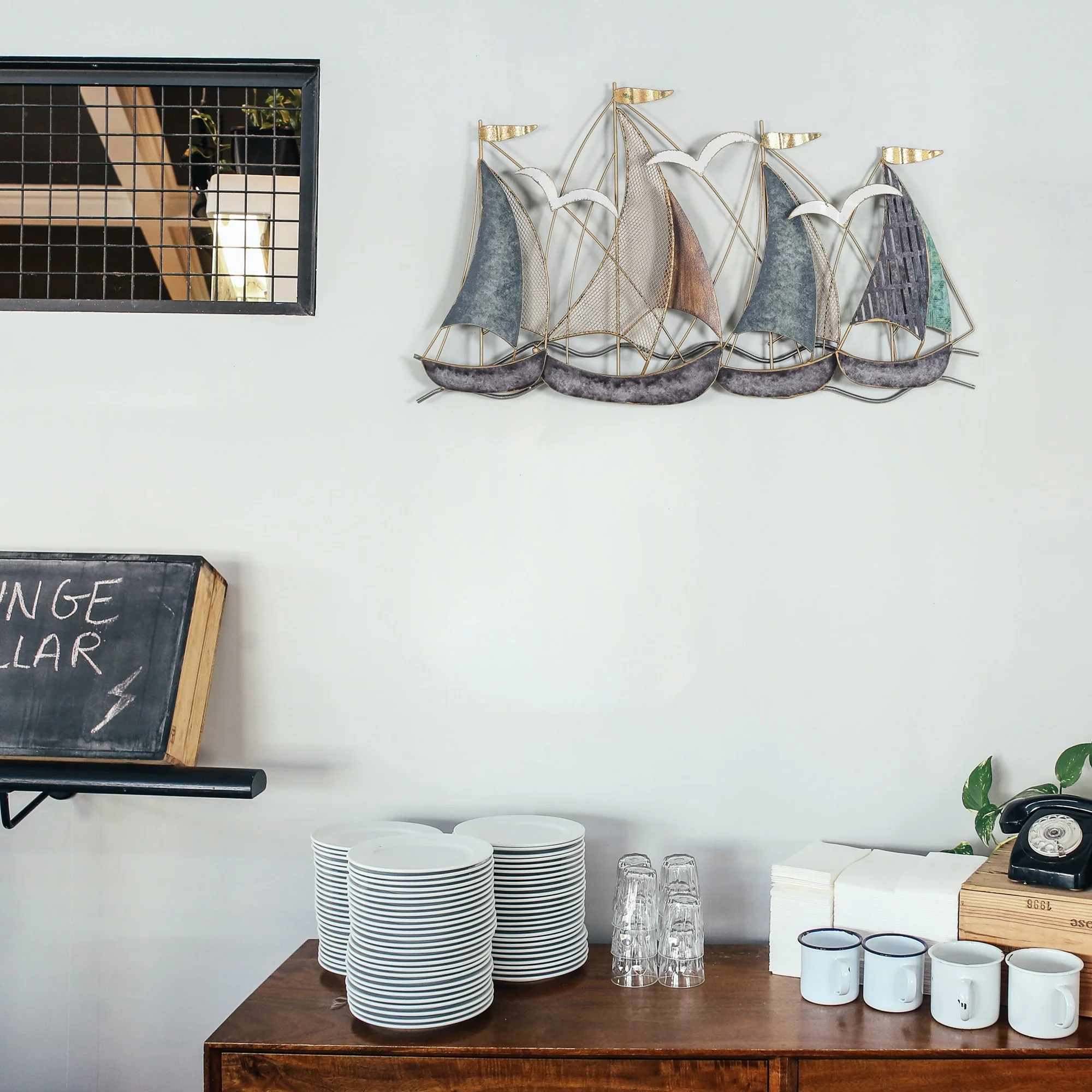 3D Metal Ship Wall Decoration Sailboat Wall Sculpture