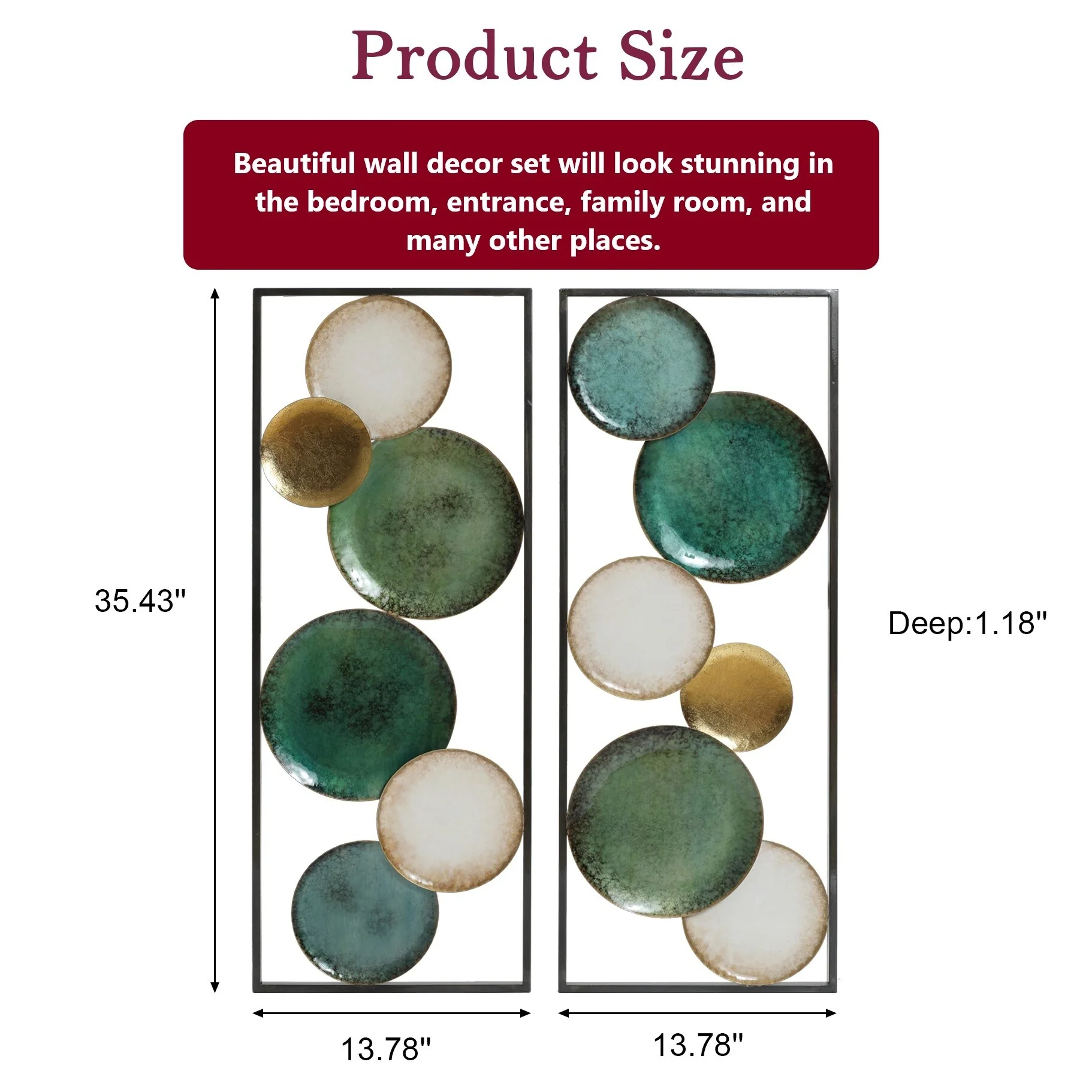 Set of 2 Coastal Abstract Geometrical Wall Decor Panels