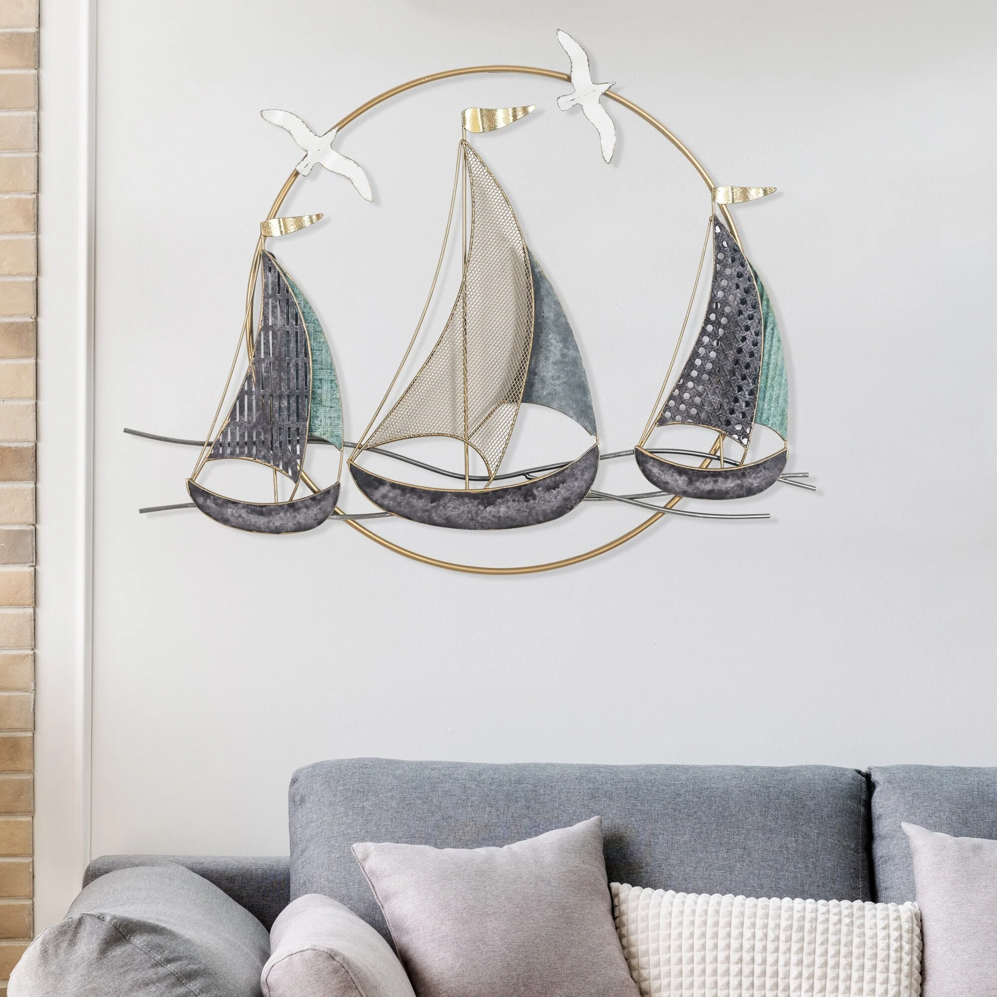3D Metal Ship Wall Decoration Sailboat Wall Sculpture