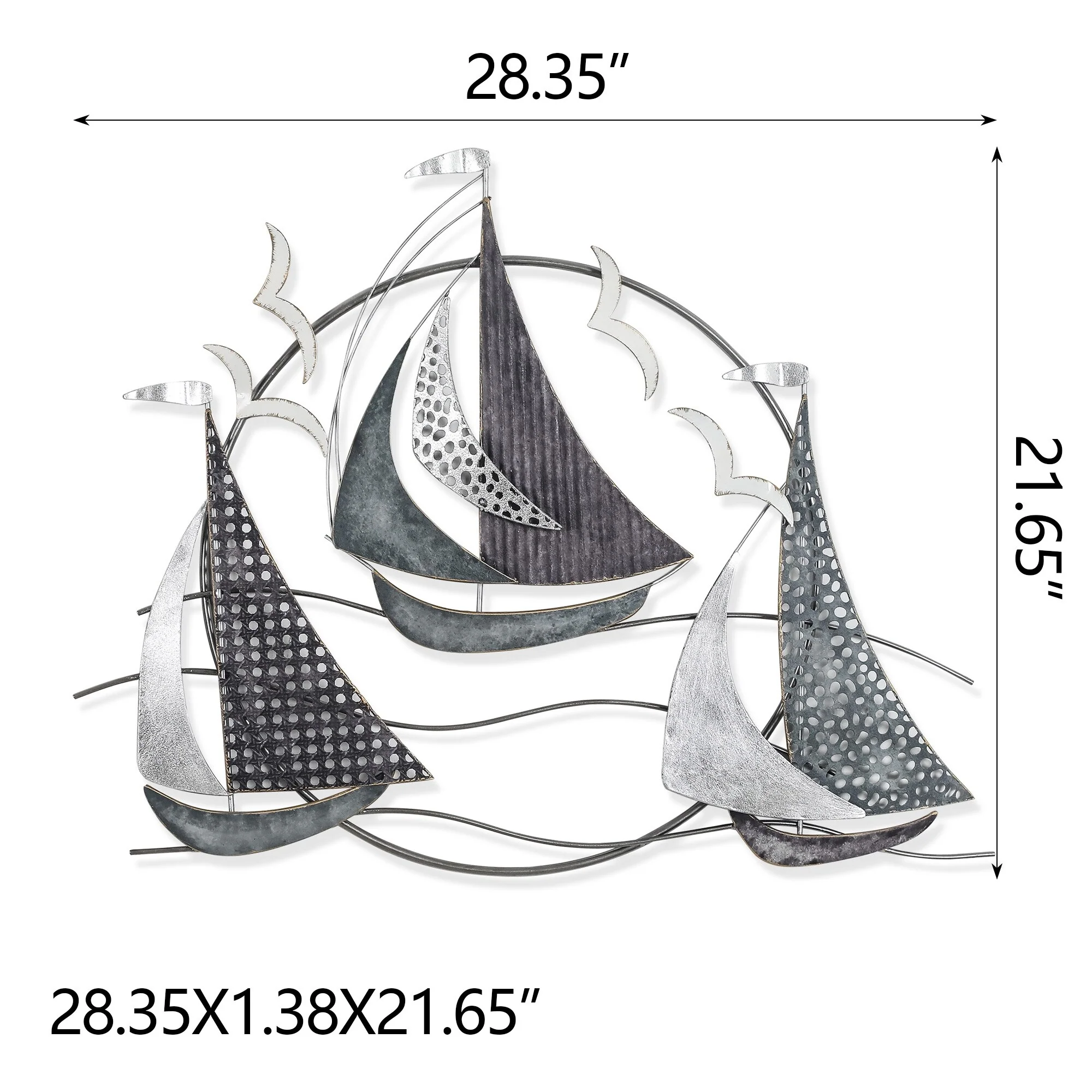 3D Metal Ship Wall Decoration Sailboat Wall Sculpture