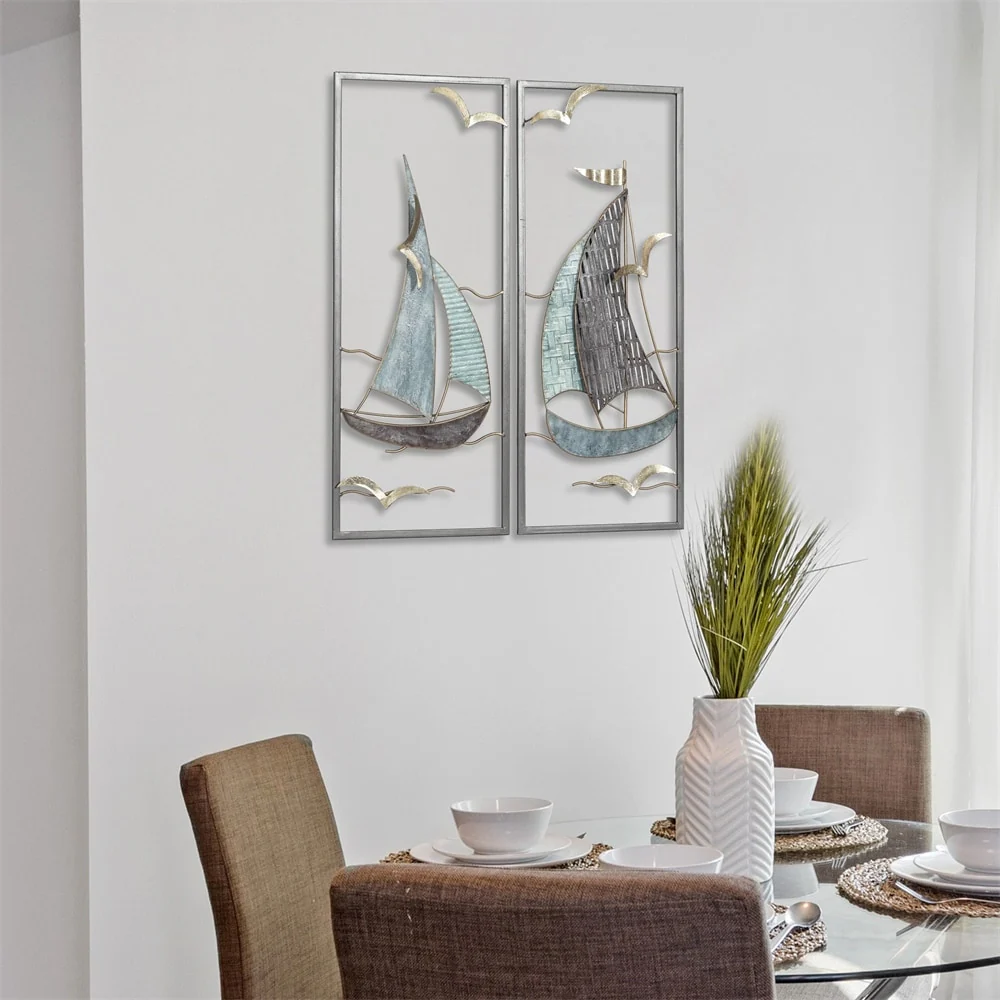 3D Metal Ship Wall Decoration Sailboat Wall Sculpture