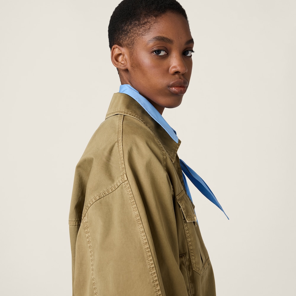 Garment-dyed cotton satin bomber jacket