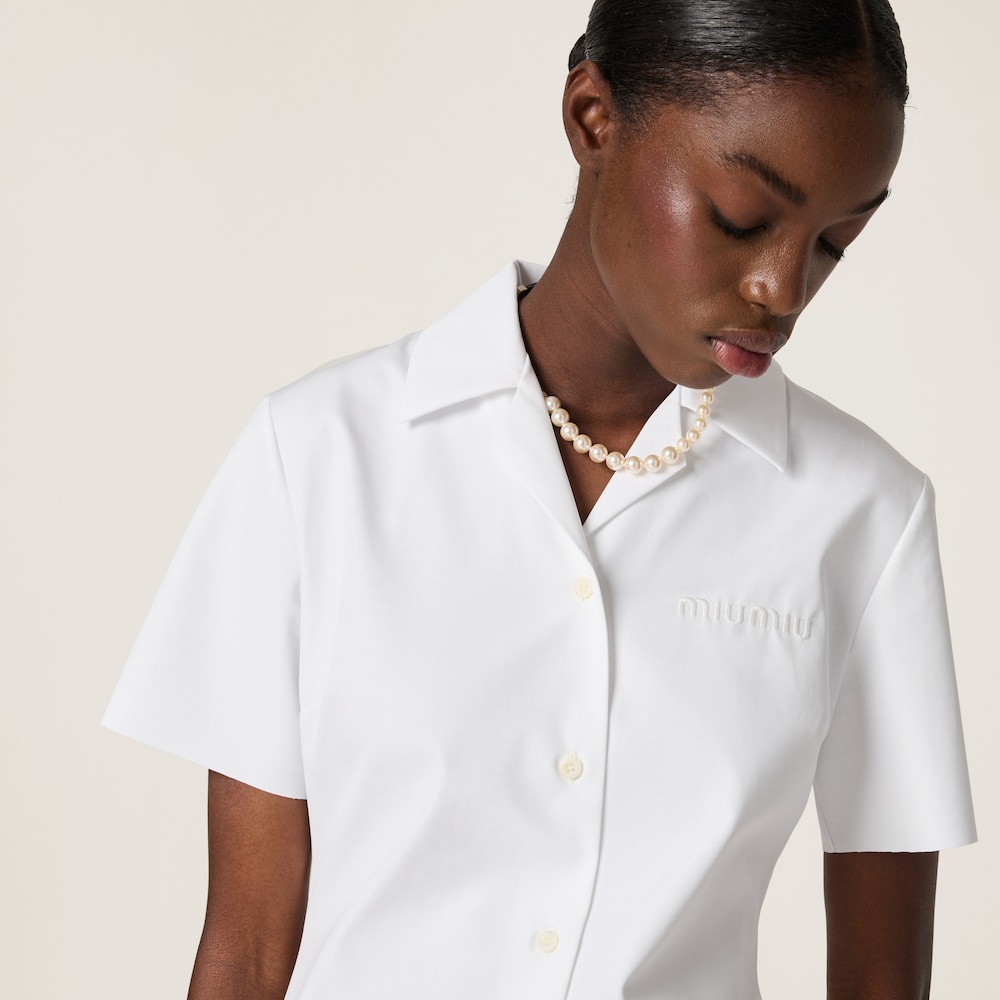 Poplin and jersey mini-dress
