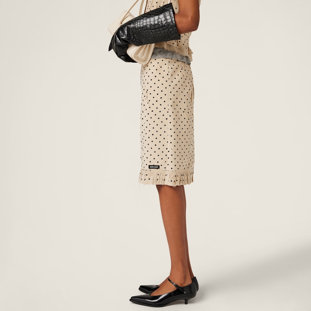 Polka-dot crepe de chine skirt
