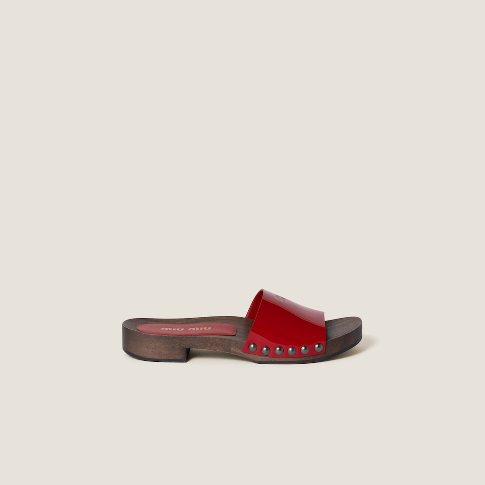 Patent leather clogs