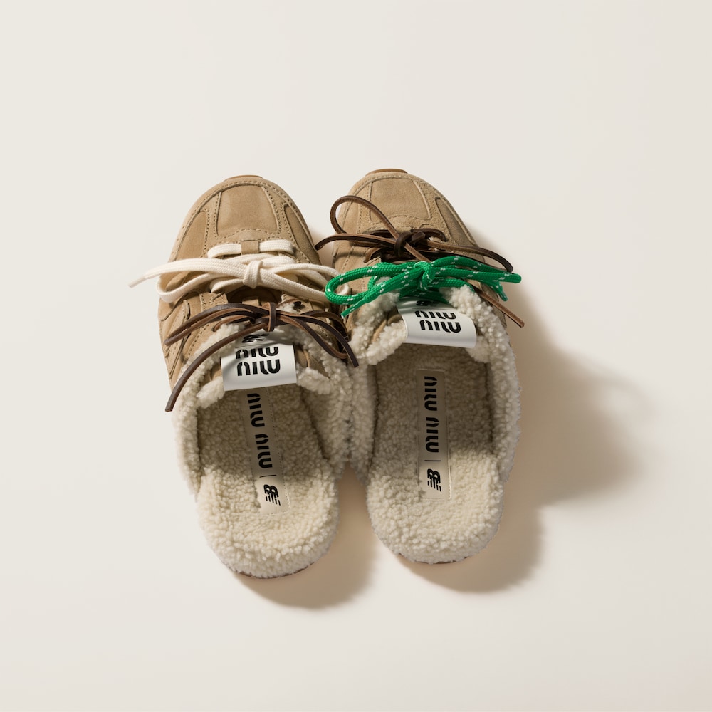New Balance X Miu Miu 530 SL bleached suede sneaker mules