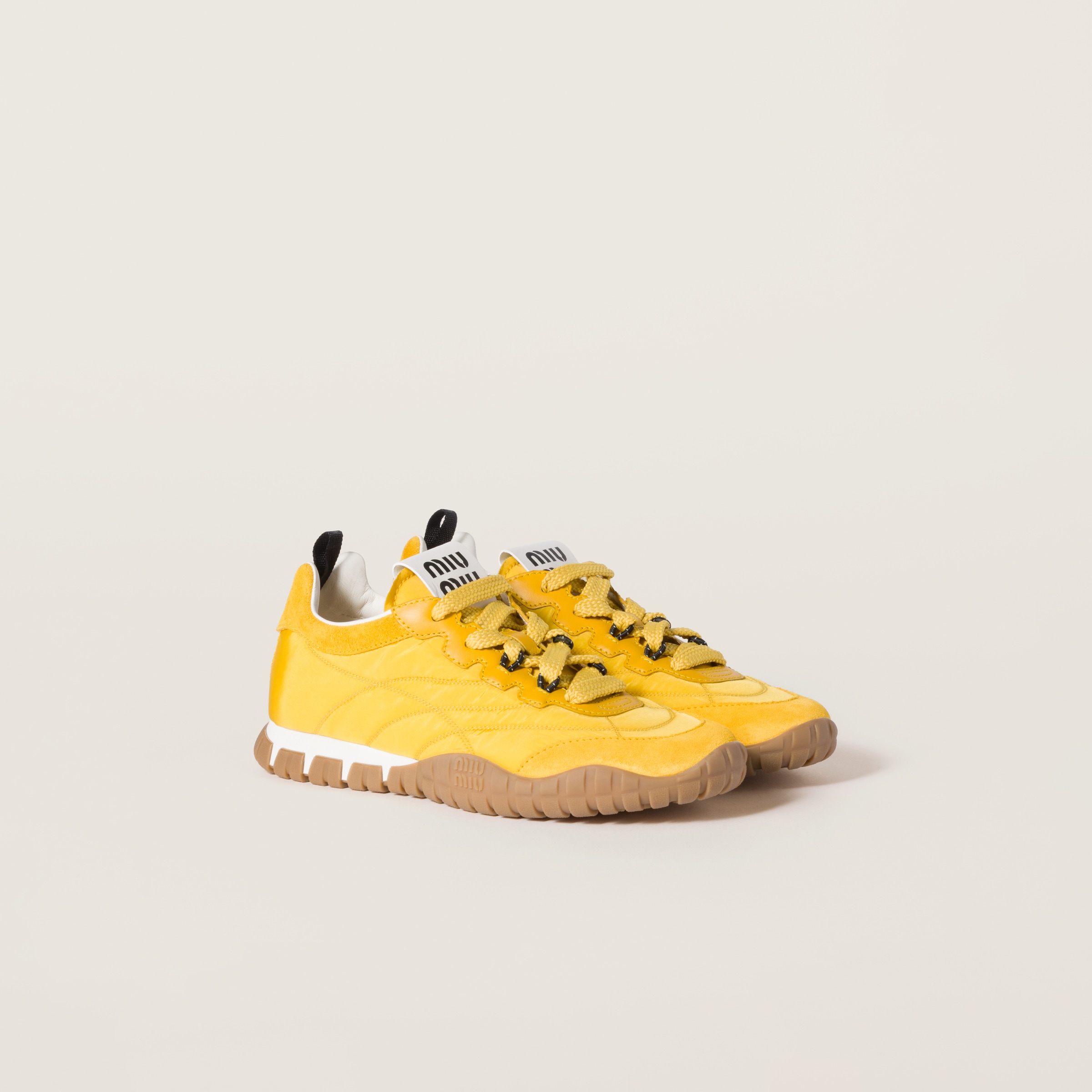 Tyre technical fabric and suede sneakers